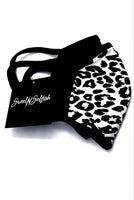 Black & White Leopard Print Face Mask