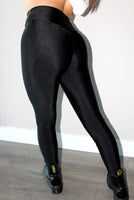 Black Shiny Scrunch Butt Leggings